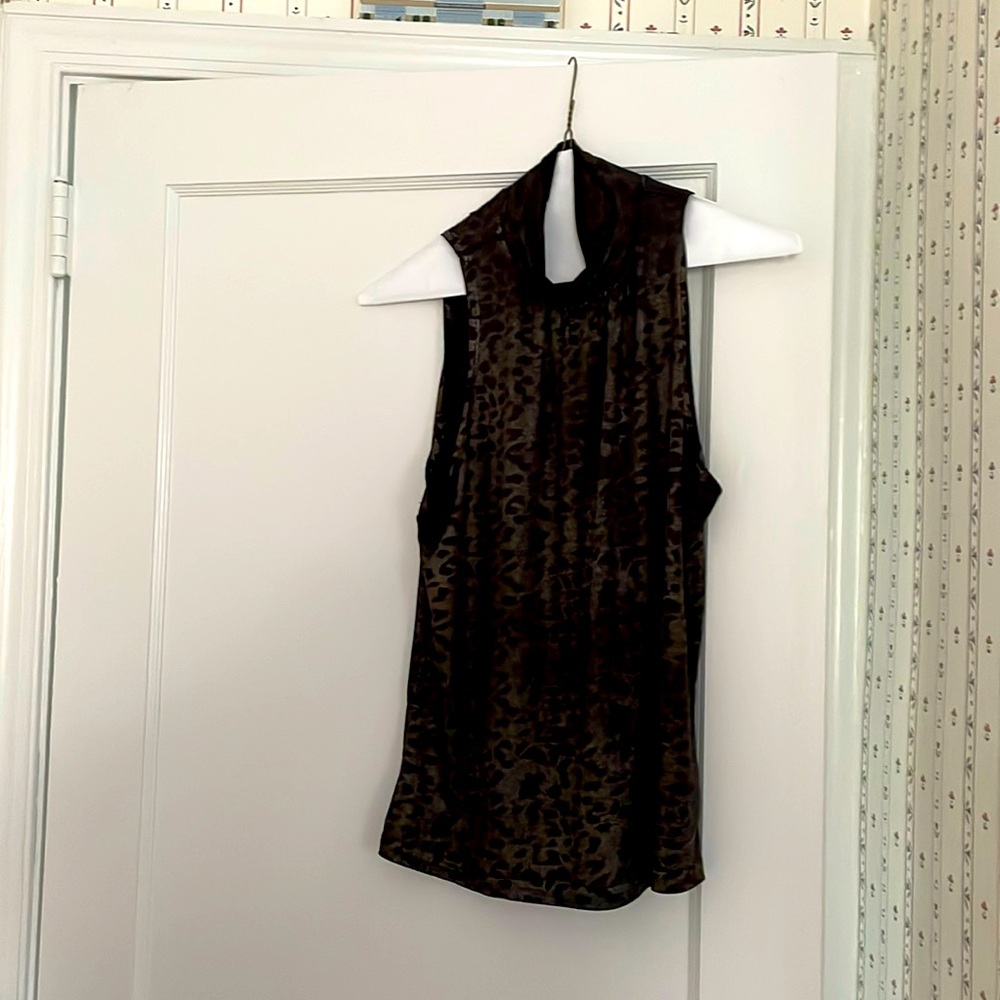 Animal print cowl neck with shimmer layering top